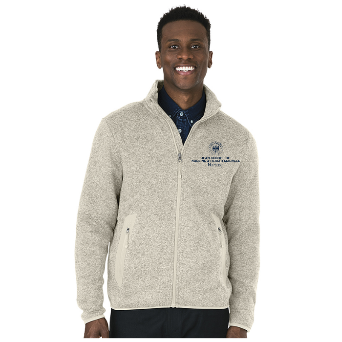 Men's Heathered Sweater Fleece Jacket w/ choice of Saint Anselm logo