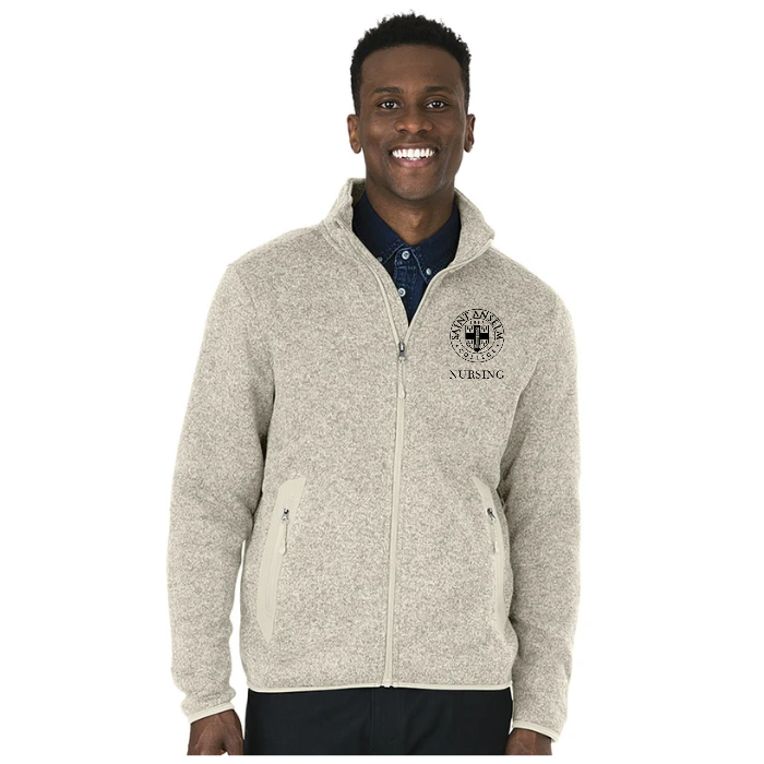 Men's Heathered Sweater Fleece Jacket w/ choice of Saint Anselm logo