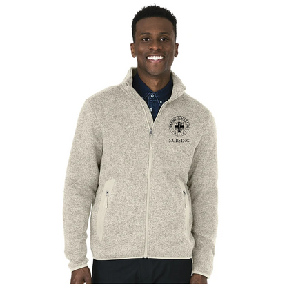 Men's Heathered Sweater Fleece Jacket w/ choice of Saint Anselm logo
