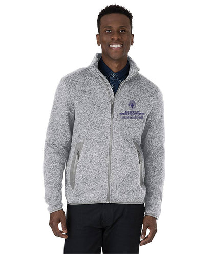 Men's Heathered Sweater Fleece Jacket w/ choice of Saint Anselm logo
