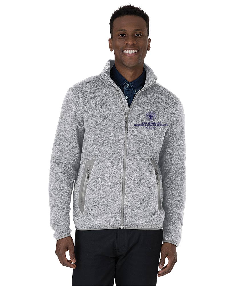 Men's Heathered Sweater Fleece Jacket w/ choice of Saint Anselm logo