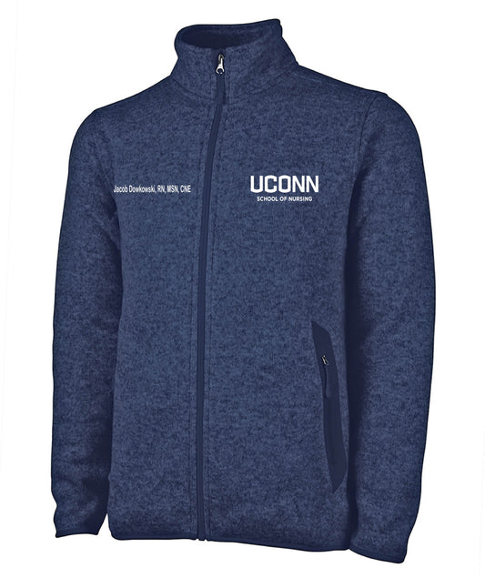 MEN'S HEATHERED FLEECE JACKET W/ UCONN logo