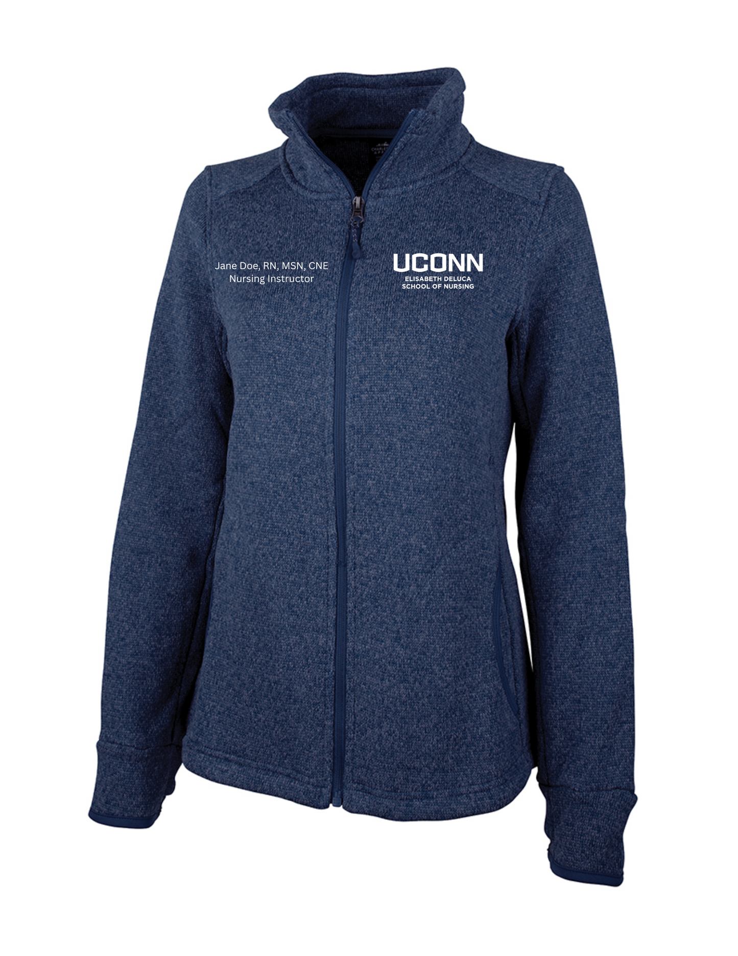 WOMEN'S HEATHERED FLEECE JACKET W/ UCONN logo