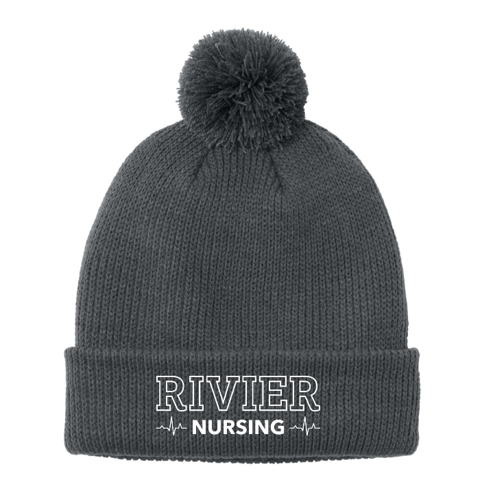 Port Authority® Cozy Pom Beanie w/ Rivier Nursing Logo