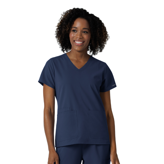 Women's Navy V-Neck Top-CCMD