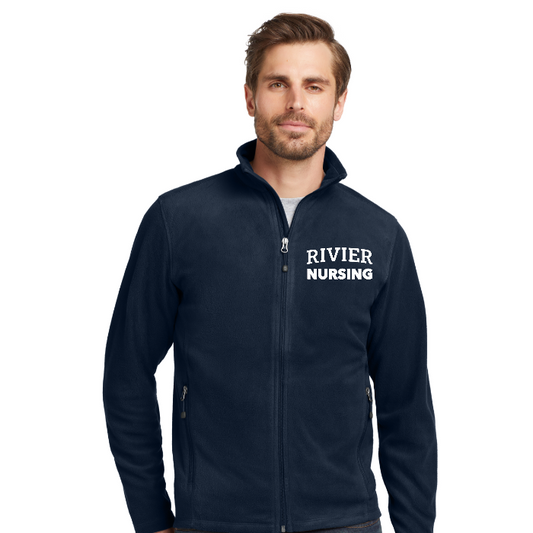 Eddie Bauer® Men's Full-Zip Microfleece Jacket w/ Rivier Nursing Logo