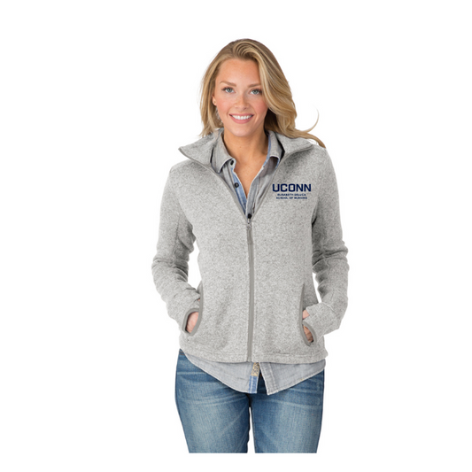 WOMEN'S HEATHERED FLEECE JACKET W/ UCONN logo