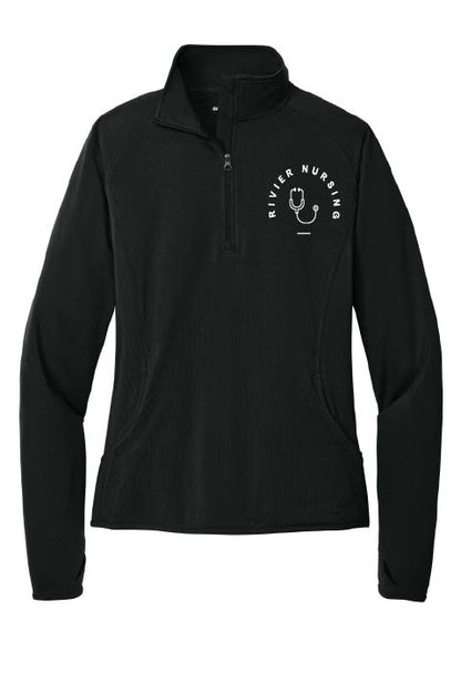 Sport-Tek® Ladies Sport-Wick® Stretch 1/4-Zip Pullover w/ Rivier Nursing logo