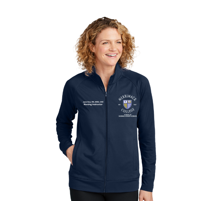MERRIMACK WOMEN'S FACULTY SPORT TEK SMOOTH FLEECE JACKET