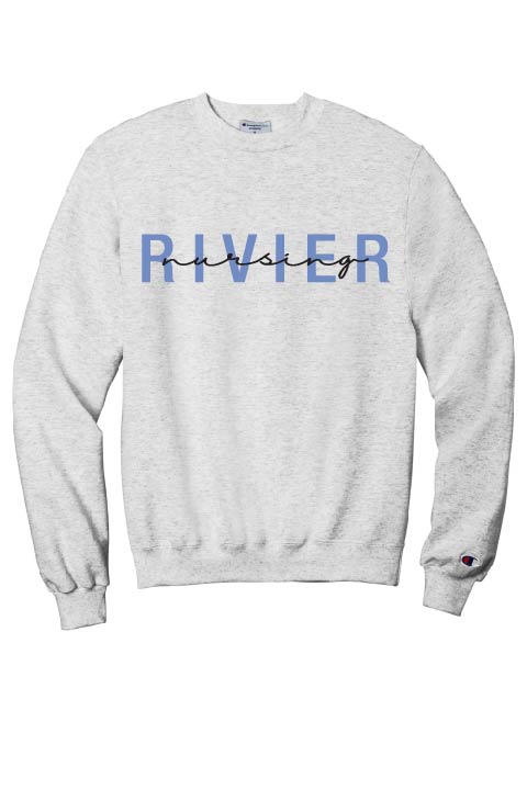 Champion Power Blend Crewneck w/ Rivier Nursing logo