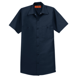 Short Sleeve Navy Blue Shop Shirt- QHS Automotive