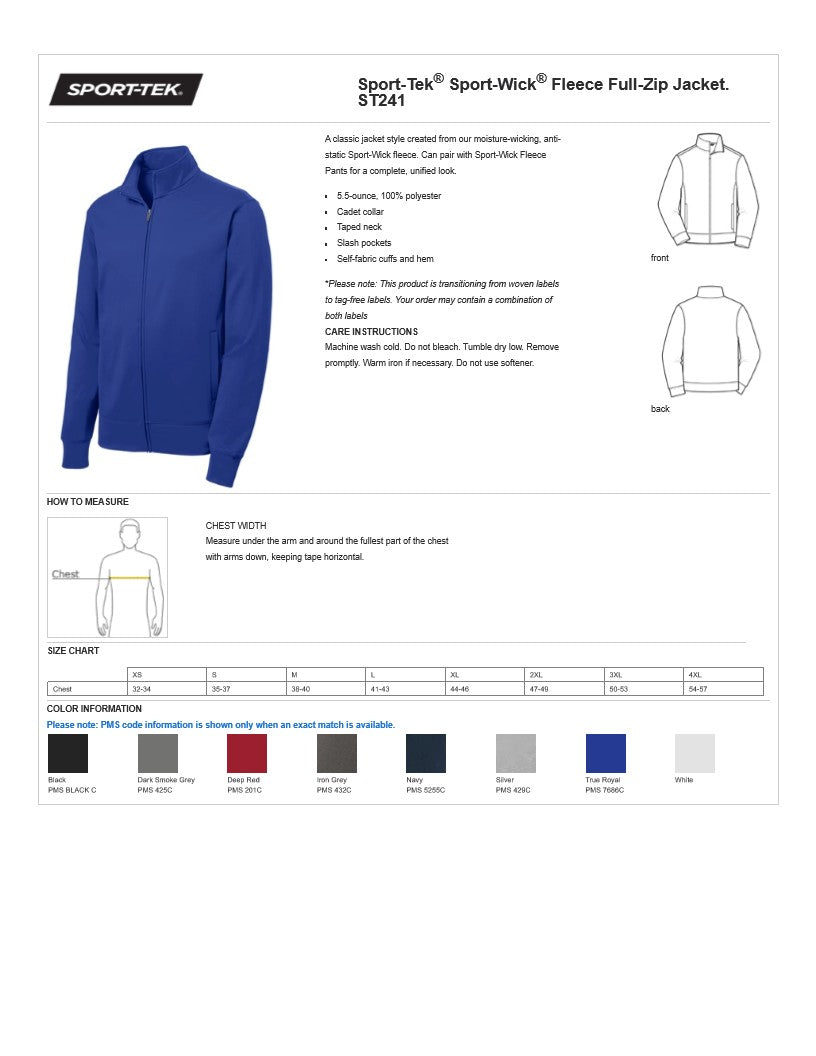 Sebastians Sport-Tek® Men's Sport-Wick® Fleece Full-Zip Jacket