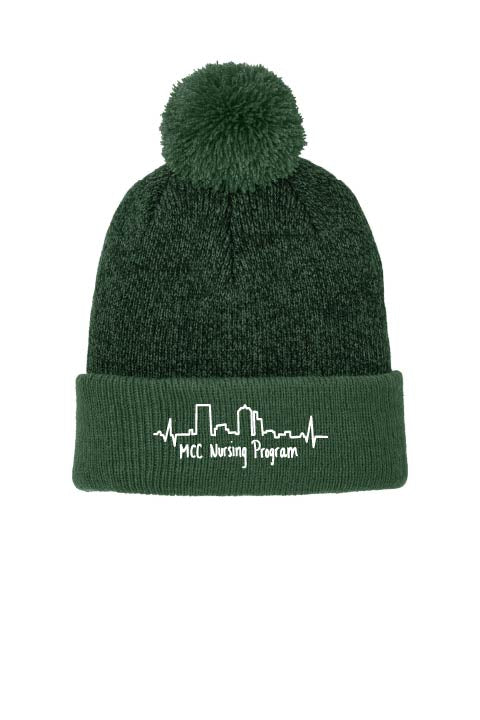 Sport-Tek Heather Pom Beanie w/ MCC Nursing Logo