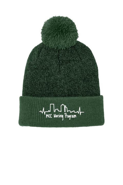 Sport-Tek Heather Pom Beanie w/ MCC Nursing Logo