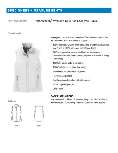 Port Authority® Ladies Core Soft Shell Vest w/  Rivier Nursing