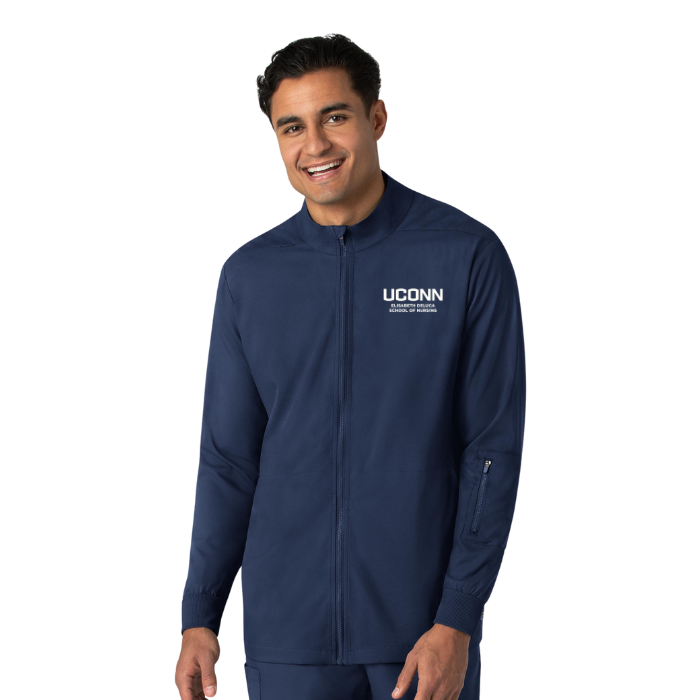 Men's Boundless Full Zip Scrub Jacket w/ UCONN E. Deluca logo (Required QTY 1)