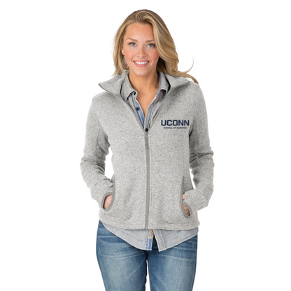 WOMEN'S HEATHERED FLEECE JACKET W/ UCONN LOGO (Optional)