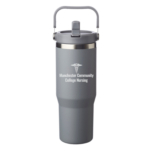 30 oz. Bronx Stainless Travel Mug with Carrying Handle w/ MCC Nursing logo