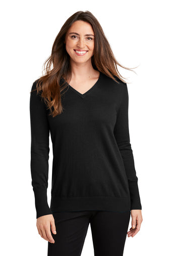 Port Authority® Ladies V-Neck Sweater w/ Lindner Dental logo