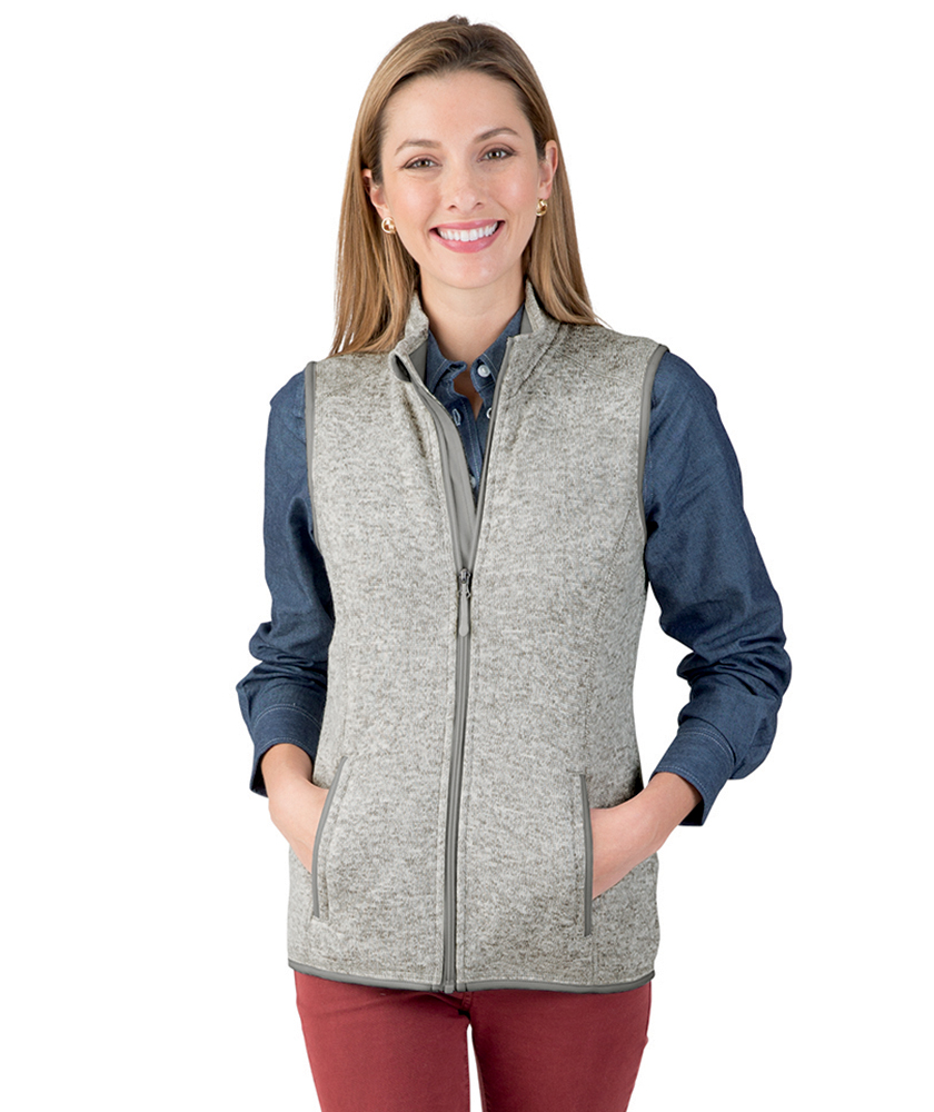 Women's Heathered Fleece Vest w/ St Anselm Jean School Logo