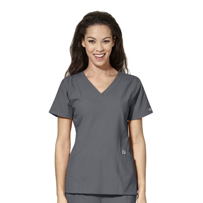 Women's Pewter Scrub Top Sewn with Roxbury Nursing Patch
