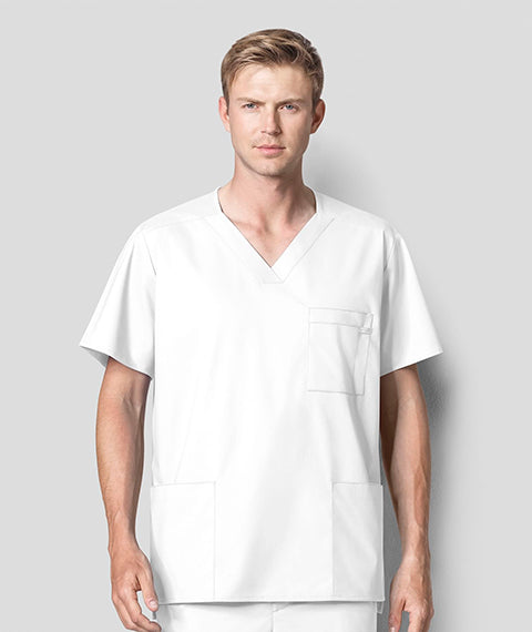 Mens White V-Neck Top