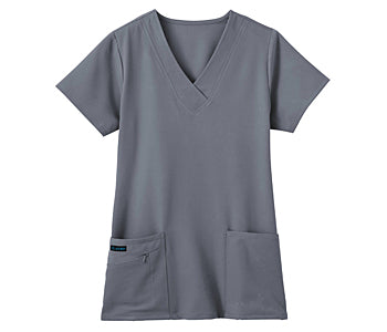 Women's V-Neck Top in Pewter Anna Maria College Embroidery UPPERCLASSMEN ONLY