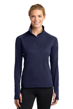 Load image into Gallery viewer, Women&#39;s Stretch 1/2-Zip Pullover in Navy with Laboure Embroidery
