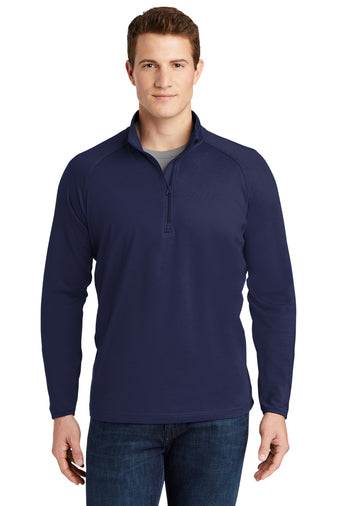 Stretch 1/2-Zip Pullover in Navy with Laboure Embroidery