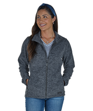 Load image into Gallery viewer, Women&#39;s Pacific Navy Heather Fleece Coat with Tufts SOM Embroidery
