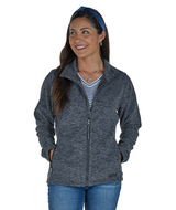 Women's Pacific Navy Heather Fleece Coat with Tufts SOM Embroidery