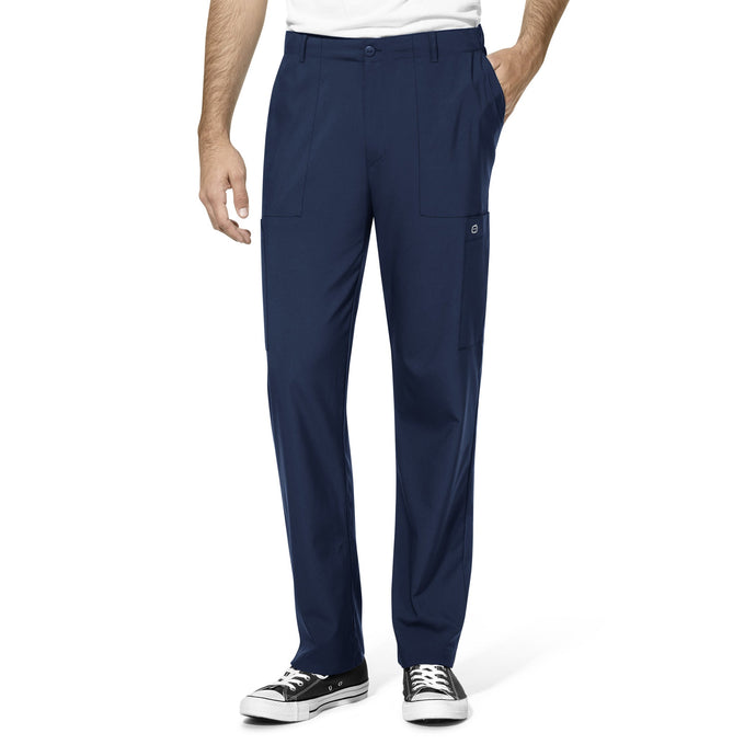 Men's W123 Flat Front Cargo Pant in Navy-HOSA