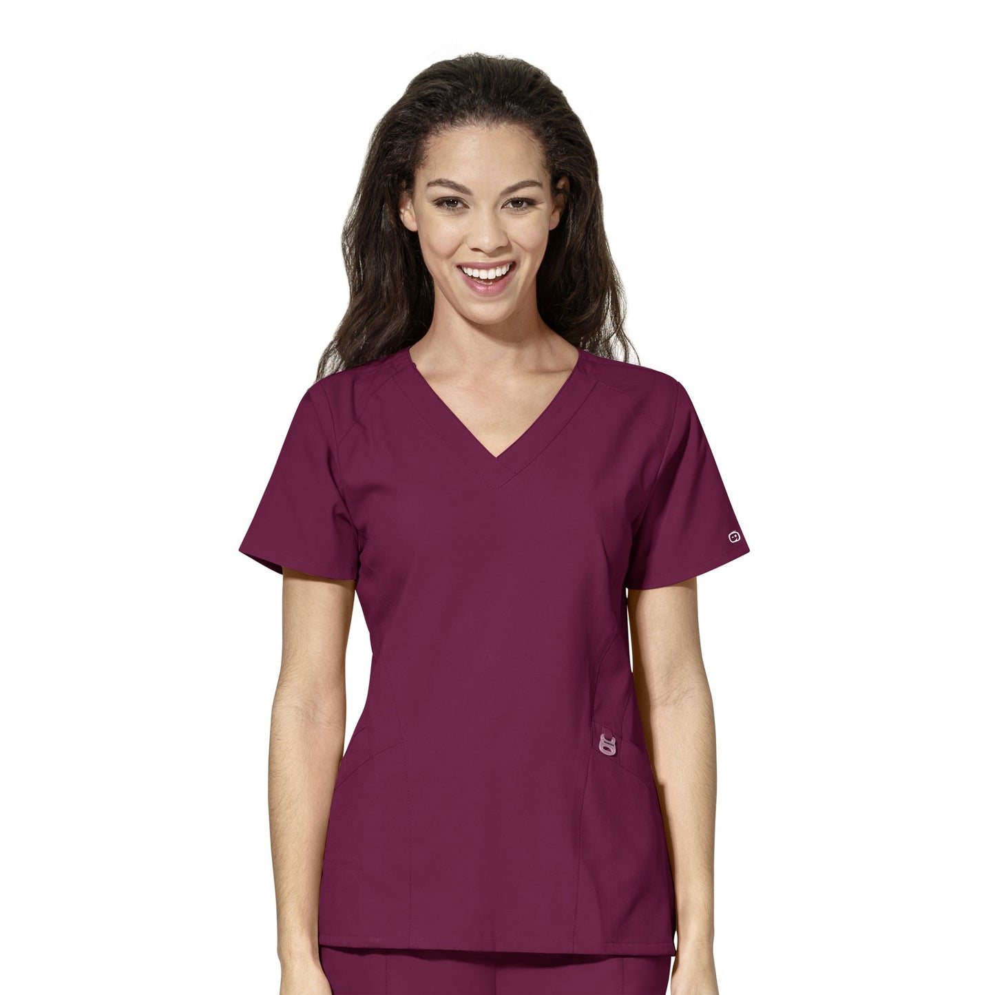Women's V Neck Shirt in Wine - MCPHS Embroidery +Name