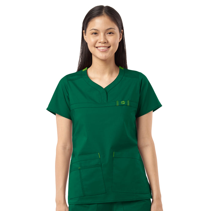 Wonder Flex Curved Neck Top in Hunter