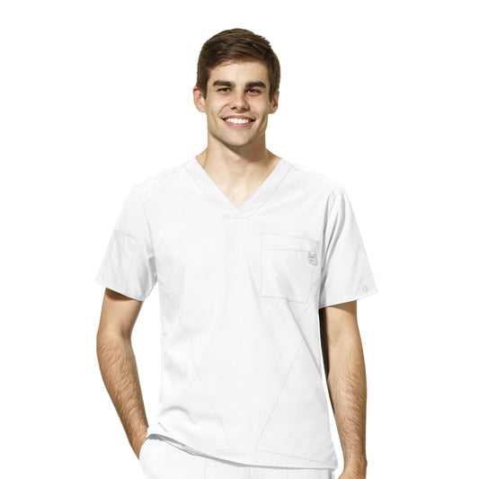 Men's V Neck Shirt in White-Grads