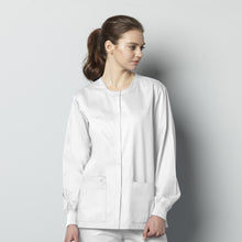 Load image into Gallery viewer, White Scrub Jacket - MCPHS Embroidery
