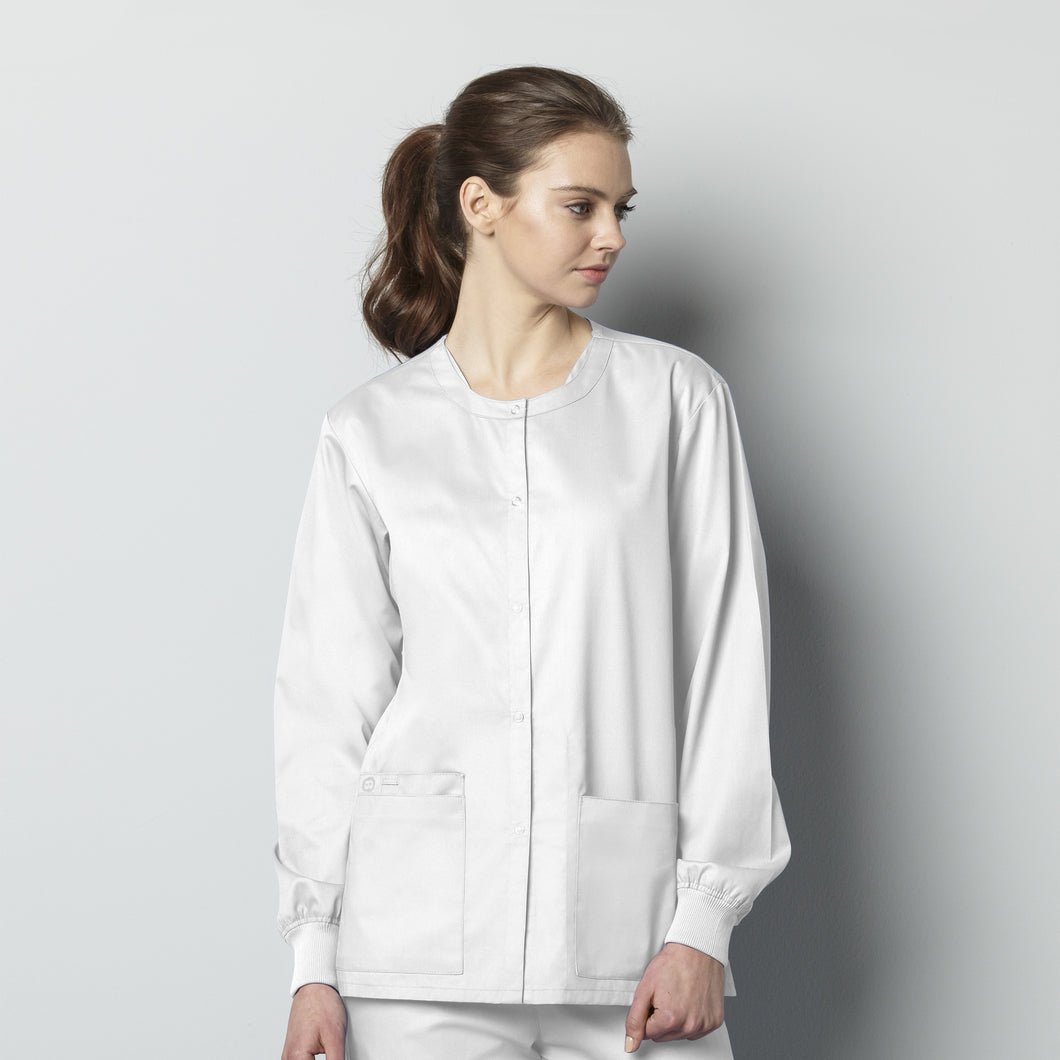 White Scrub Jacket - MCPHS Embroidery