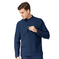 Men's Crew Neck Warm Up Jacket in Navy with added knit cuff