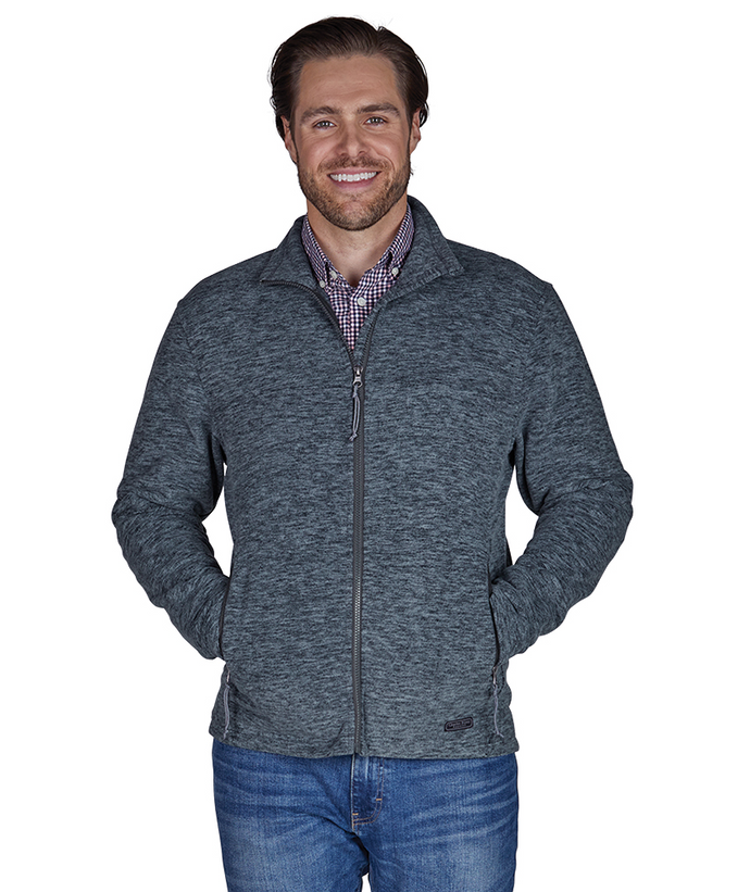 Men's Pacific Navy Heather Fleece Coat with Tufts SOM Embroidery
