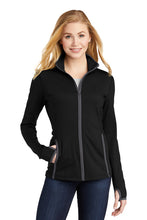 Load image into Gallery viewer, Ladies Sport-Tek® Sport-Wick® Stretch Contrast Full-Zip Jacket - Lindner Logo
