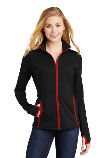 Ladies Sport-Tek® Sport-Wick® Stretch Contrast Full-Zip Jacket - Lindner Logo