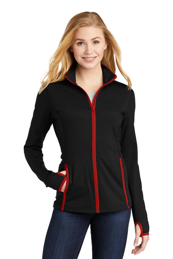 Women's Sport-Tek® Sport-Wick® Stretch Contrast Full-Zip Jacket w/ Lindner sleeve logo