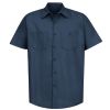 Load image into Gallery viewer, Short Sleeve Navy Blue Shop Shirt- QHS Automotive
