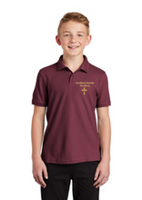 Load image into Gallery viewer, Youth Polo in White and Burgundy with Cardinal LaCroix Embroidery
