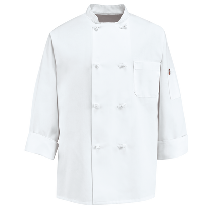 Chef Coat with Knot Buttons in White w/ NTC logo