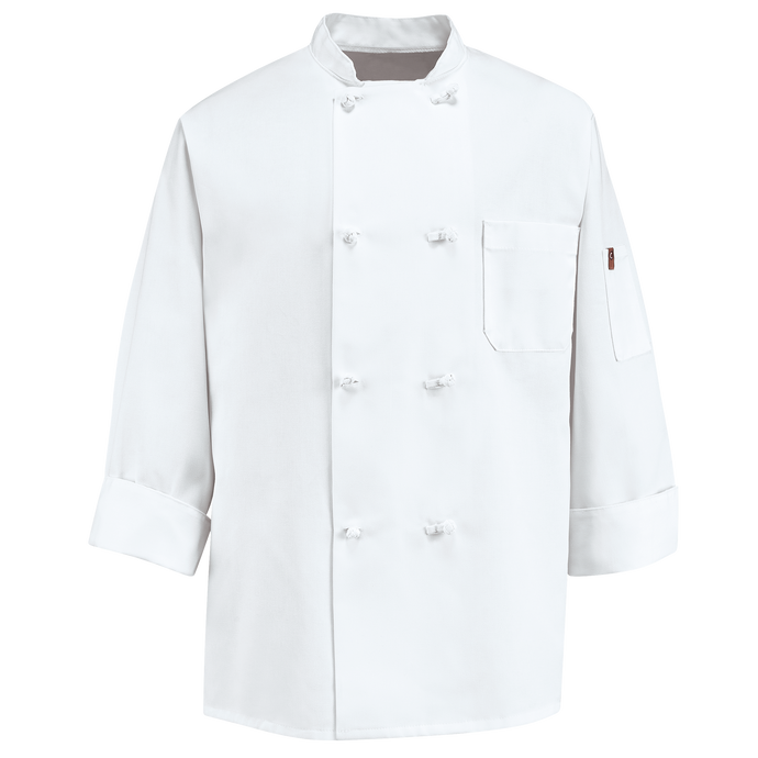 Chef Coat with Knot Buttons in White w/ NTC logo