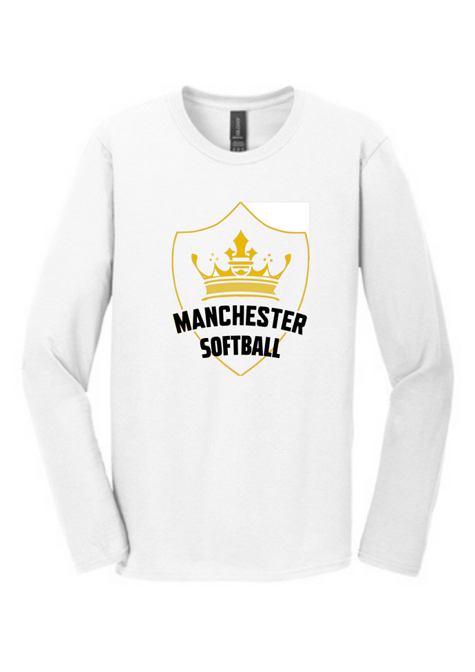 Manchester Softball Unisex Long Sleeve T with Logo in White or Black