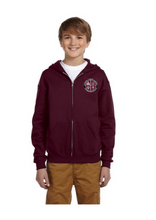Load image into Gallery viewer, Burgundy Zippered Hoodie with Cardinal LaCroix Embroidery

