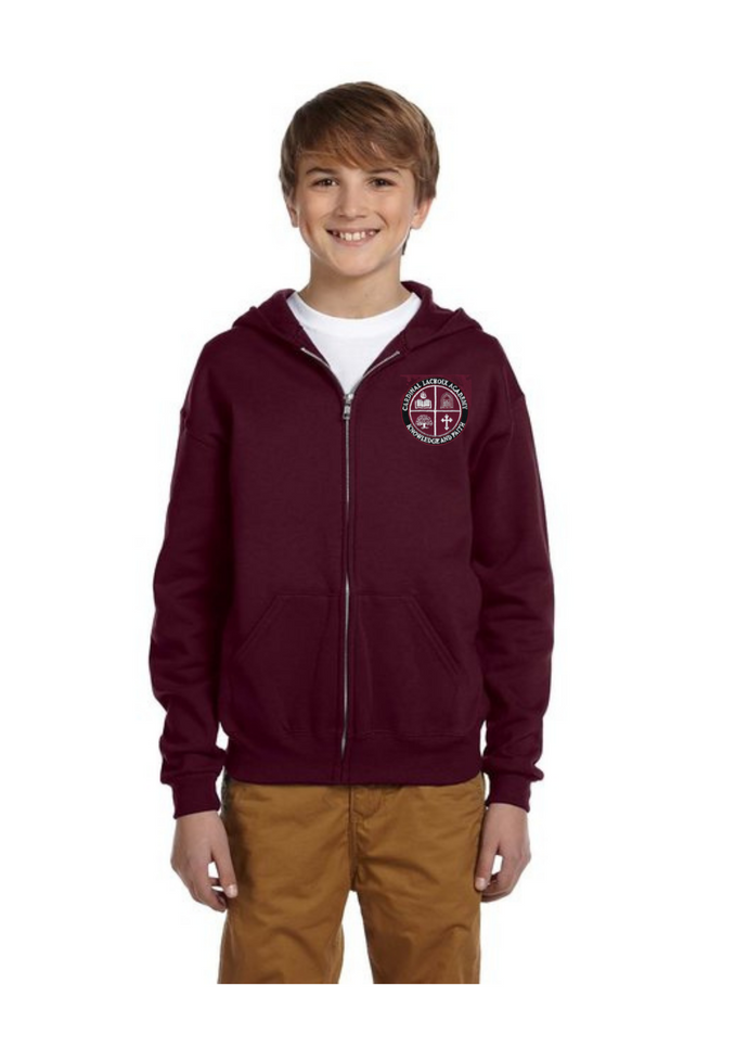 Burgundy Zippered Hoodie with Cardinal LaCroix Embroidery