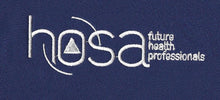 Load image into Gallery viewer, Women&#39;s W123 V Neck Shirt in Navy w/ HOSA logo, Salem High and name
